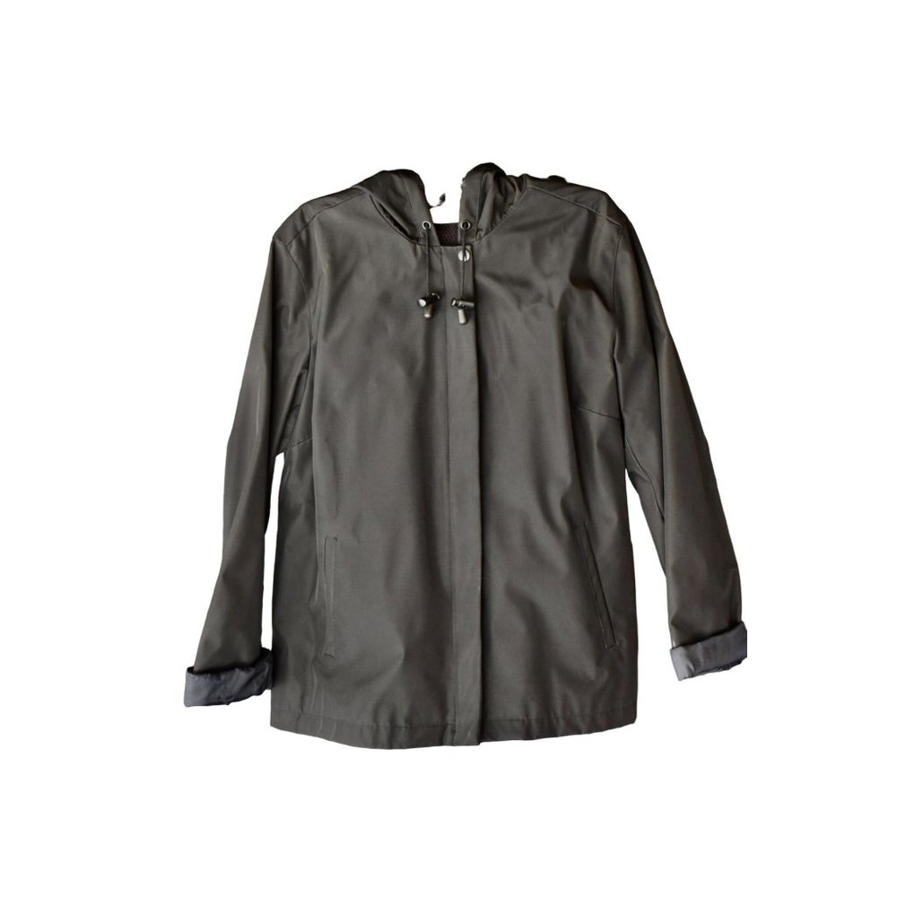 Women's Vintage St. John's Bay Black Hooded Rain Coat M